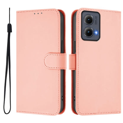 For Motorola Edge 5G 2024 Skin Feel Solid Color Leather Phone Case with Lanyard(Pink) - Motorola Cases by PMC Jewellery | Online Shopping South Africa | PMC Jewellery | Buy Now Pay Later Mobicred