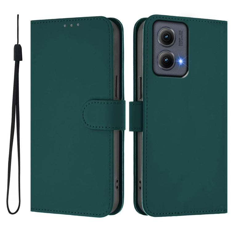 For Motorola Edge 5G 2024 Skin Feel Solid Color Leather Phone Case with Lanyard(Dark Green) - Motorola Cases by PMC Jewellery | Online Shopping South Africa | PMC Jewellery | Buy Now Pay Later Mobicred