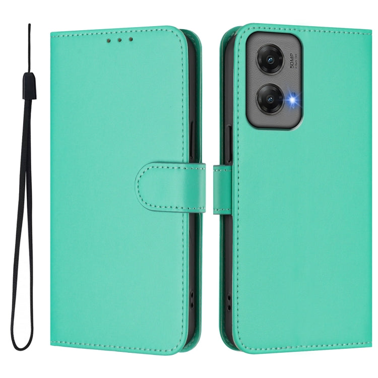For Motorola Moto G Stylus 5G 2024 Skin Feel Solid Color Leather Phone Case with Lanyard(Green) - Motorola Cases by PMC Jewellery | Online Shopping South Africa | PMC Jewellery | Buy Now Pay Later Mobicred