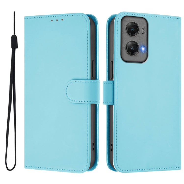 For Motorola Moto G Stylus 5G 2024 Skin Feel Solid Color Leather Phone Case with Lanyard(Sky Blue) - Motorola Cases by PMC Jewellery | Online Shopping South Africa | PMC Jewellery | Buy Now Pay Later Mobicred