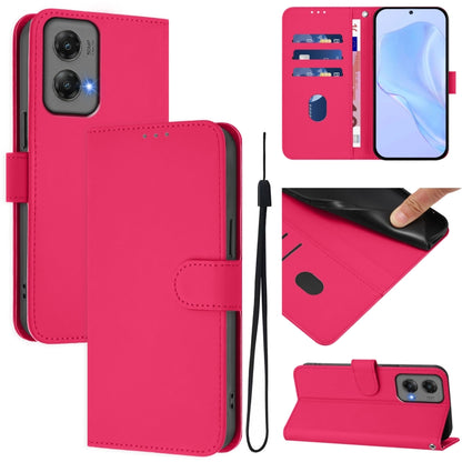 For Motorola Moto G Stylus 5G 2024 Skin Feel Solid Color Leather Phone Case with Lanyard(Rose Red) - Motorola Cases by PMC Jewellery | Online Shopping South Africa | PMC Jewellery | Buy Now Pay Later Mobicred