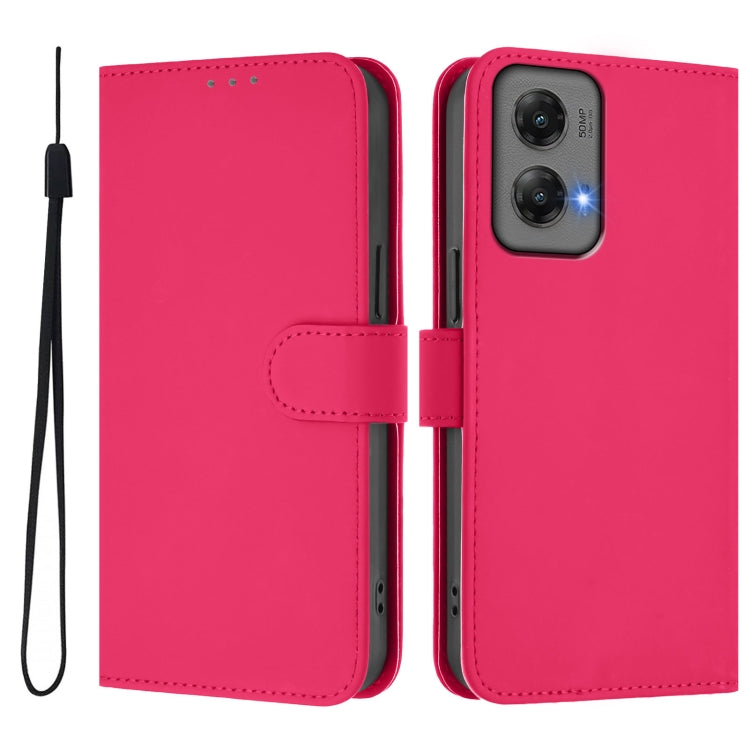 For Motorola Moto G Stylus 5G 2024 Skin Feel Solid Color Leather Phone Case with Lanyard(Rose Red) - Motorola Cases by PMC Jewellery | Online Shopping South Africa | PMC Jewellery | Buy Now Pay Later Mobicred