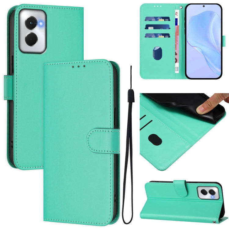 For Motorola Moto G Power 5G 2024 Skin Feel Solid Color Leather Phone Case with Lanyard(Green) - Motorola Cases by PMC Jewellery | Online Shopping South Africa | PMC Jewellery | Buy Now Pay Later Mobicred