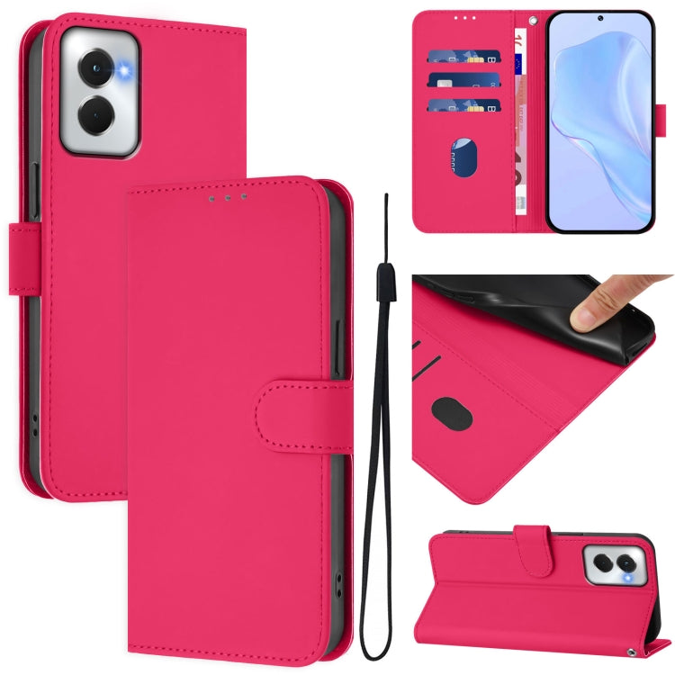 For Motorola Moto G Power 5G 2024 Skin Feel Solid Color Leather Phone Case with Lanyard(Rose Red) - Motorola Cases by PMC Jewellery | Online Shopping South Africa | PMC Jewellery | Buy Now Pay Later Mobicred