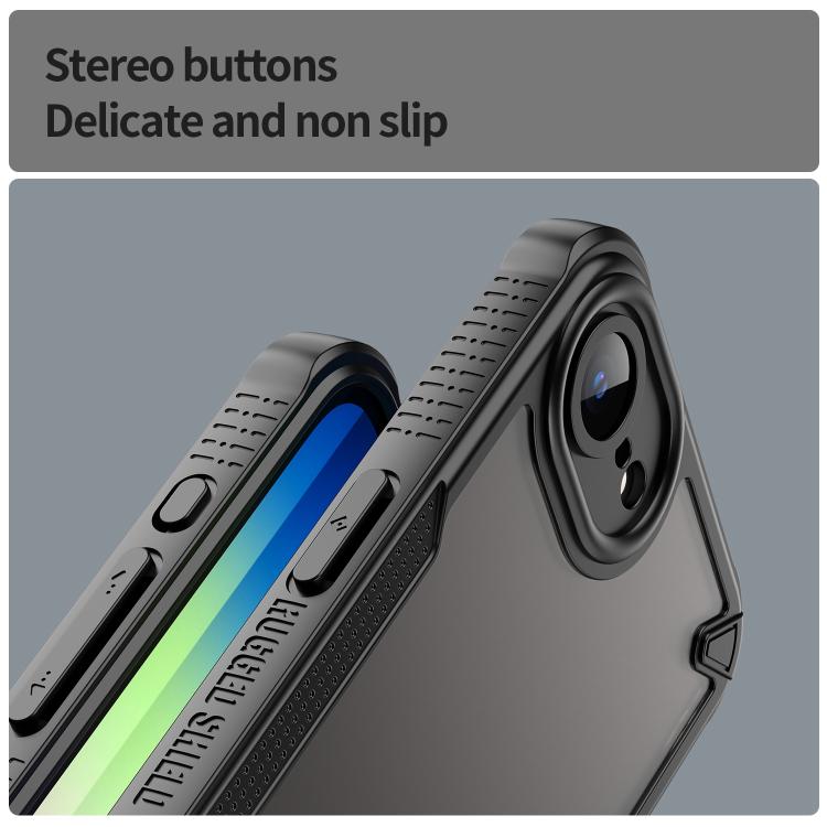 For iPhone 16e Armor Glaze PC Hybrid TPU Phone Case(Black) - free shipping - PMC TechLife - Order now!