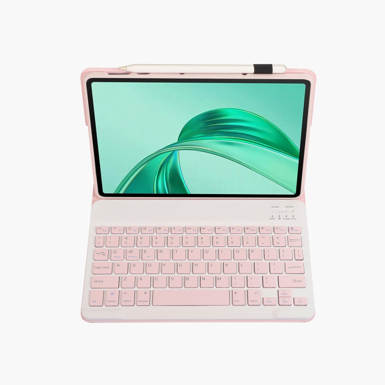 For Honor Pad X8a / X9 2024 AH25 Ultra-thin Detachable Bluetooth Keyboard Leather Tablet Case(Pink White) - Huawei Keyboard by PMC Jewellery | Online Shopping South Africa | PMC Jewellery | Buy Now Pay Later Mobicred