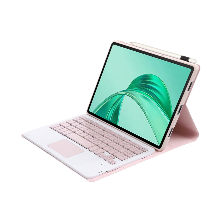 For Honor Pad X8a / X9 2024 AH25-A Ultra-thin Detachable Bluetooth Keyboard Leather Tablet Case with Touchpad(Pink White) - Huawei Keyboard by PMC Jewellery | Online Shopping South Africa | PMC Jewellery | Buy Now Pay Later Mobicred