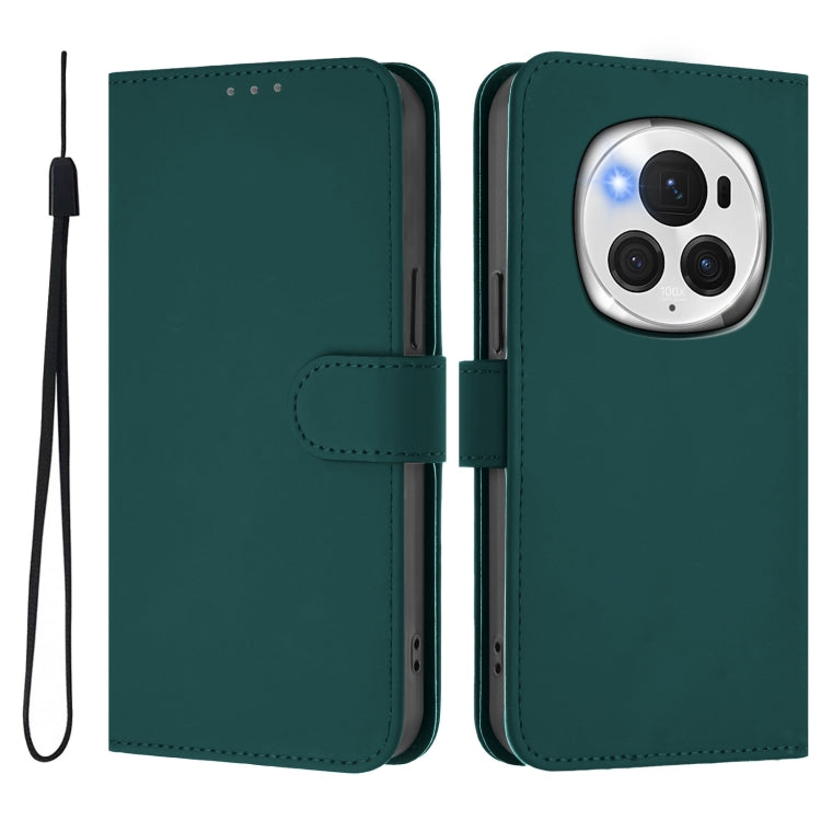 For Honor Magic6 Pro Skin Feel Solid Color Leather Phone Case with Lanyard(Dark Green) - Honor Cases by PMC Jewellery | Online Shopping South Africa | PMC Jewellery | Buy Now Pay Later Mobicred