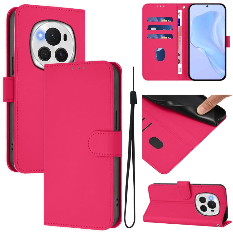 For Honor Magic6 Pro Skin Feel Solid Color Leather Phone Case with Lanyard(Rose Red) - Honor Cases by PMC Jewellery | Online Shopping South Africa | PMC Jewellery | Buy Now Pay Later Mobicred