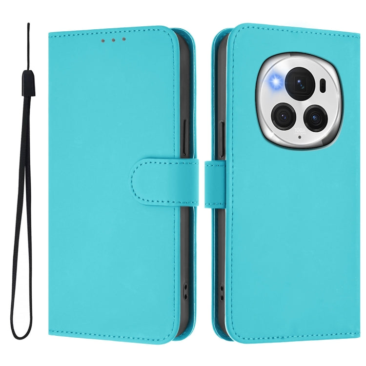 For Honor Magic6 Pro Skin Feel Solid Color Leather Phone Case with Lanyard(Lake Blue) - Honor Cases by PMC Jewellery | Online Shopping South Africa | PMC Jewellery | Buy Now Pay Later Mobicred