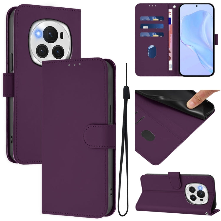 For Honor Magic6 Pro Skin Feel Solid Color Leather Phone Case with Lanyard(Violet) - Honor Cases by PMC Jewellery | Online Shopping South Africa | PMC Jewellery | Buy Now Pay Later Mobicred