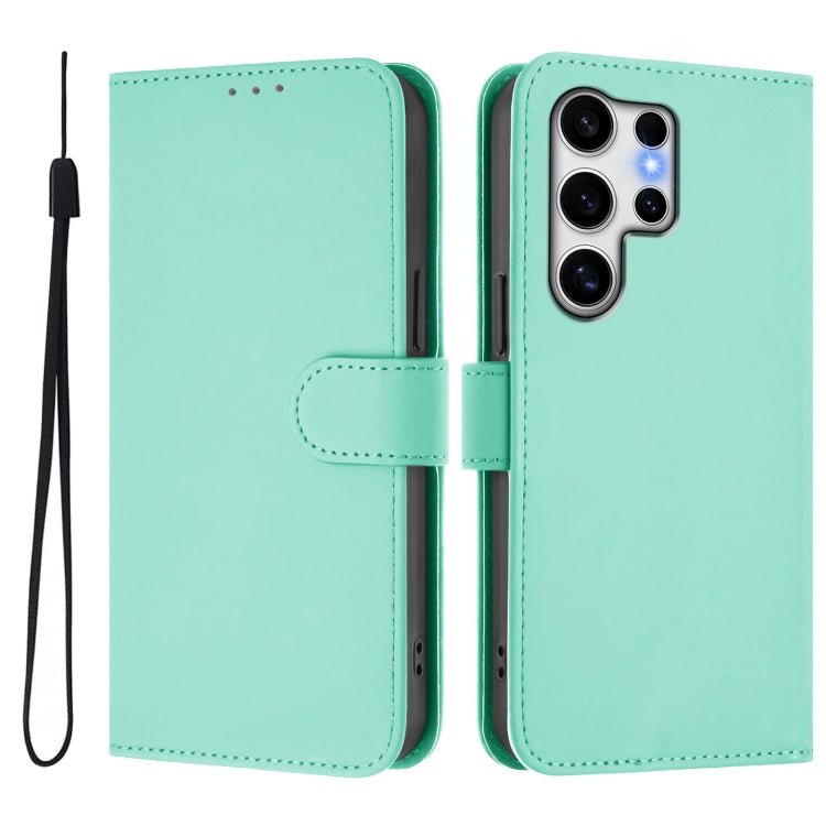 For Samsung Galaxy S25 Ultra 5G Skin Feel Solid Color Leather Phone Case with Lanyard(Mint Green) - Galaxy S25 Ultra 5G Cases by PMC Jewellery | Online Shopping South Africa | PMC Jewellery | Buy Now Pay Later Mobicred