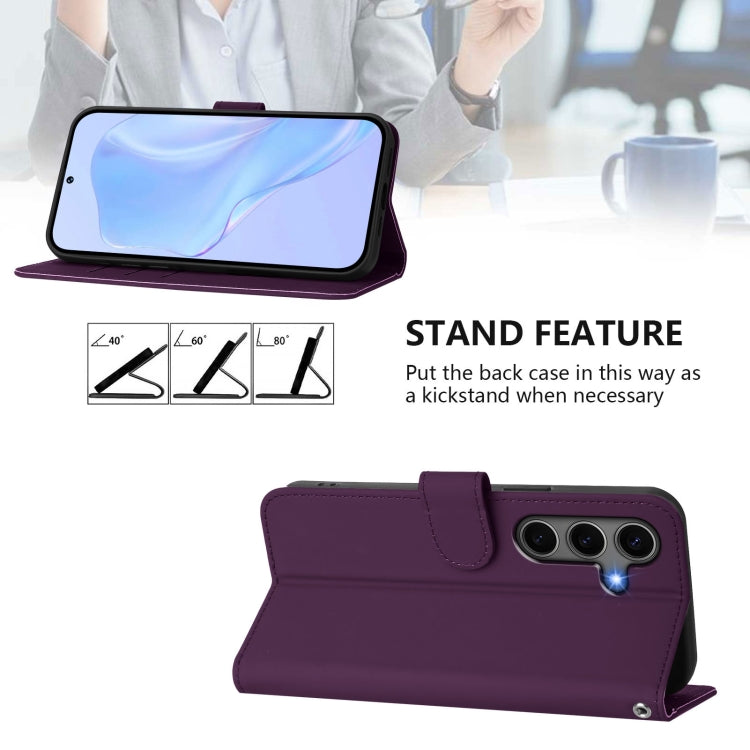 For Samsung Galaxy S25+ 5G Skin Feel Solid Color Leather Phone Case with Lanyard(Violet) - Galaxy S25+ 5G Cases by PMC Jewellery | Online Shopping South Africa | PMC Jewellery | Buy Now Pay Later Mobicred