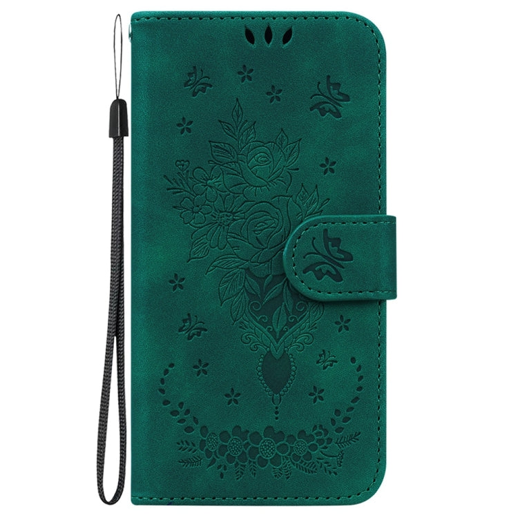 For Samsung Galaxy S25 5G Butterfly Rose Embossed Leather Phone Case(Green) - Galaxy S25 5G Cases by PMC TechLife | Online Shopping South Africa | PMC TechLife | Buy Now Pay Later Mobicred