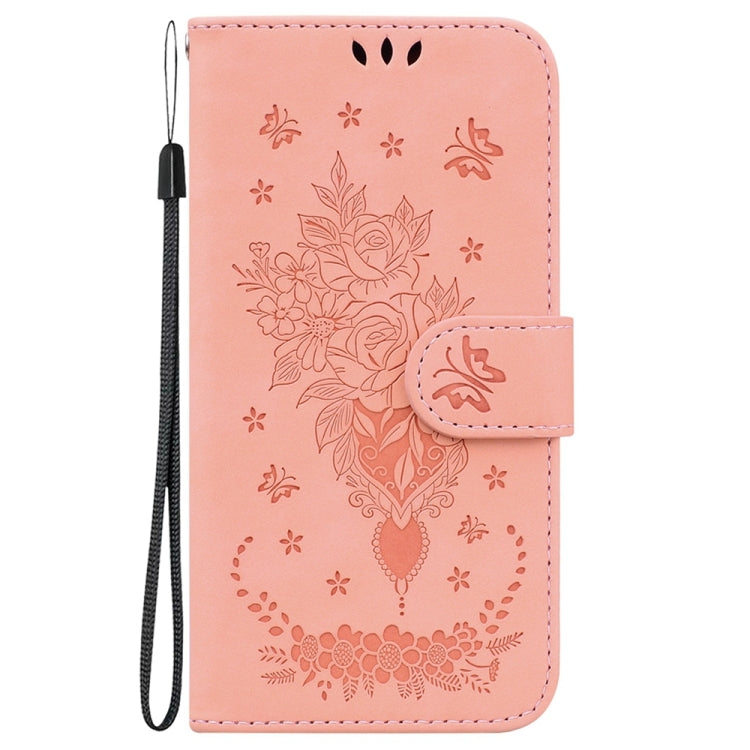 For Samsung Galaxy S25 5G Butterfly Rose Embossed Leather Phone Case(Pink) - Galaxy S25 5G Cases by PMC TechLife | Online Shopping South Africa | PMC TechLife | Buy Now Pay Later Mobicred