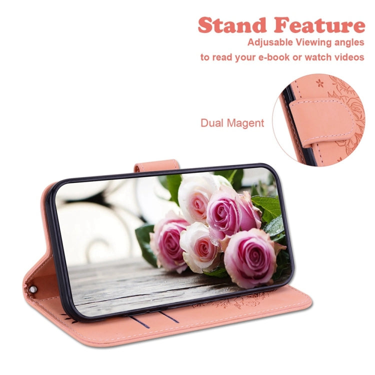 For Samsung Galaxy S25+ 5G Butterfly Rose Embossed Leather Phone Case(Pink) - Galaxy S25+ 5G Cases by PMC TechLife | Online Shopping South Africa | PMC TechLife | Buy Now Pay Later Mobicred