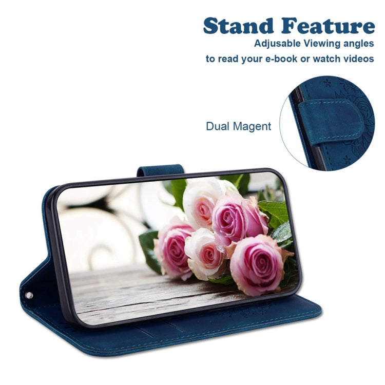 For Samsung Galaxy S25 Ultra 5G Butterfly Rose Embossed Leather Phone Case(Blue) - Galaxy S25 Ultra 5G Cases by PMC TechLife | Online Shopping South Africa | PMC TechLife | Buy Now Pay Later Mobicred