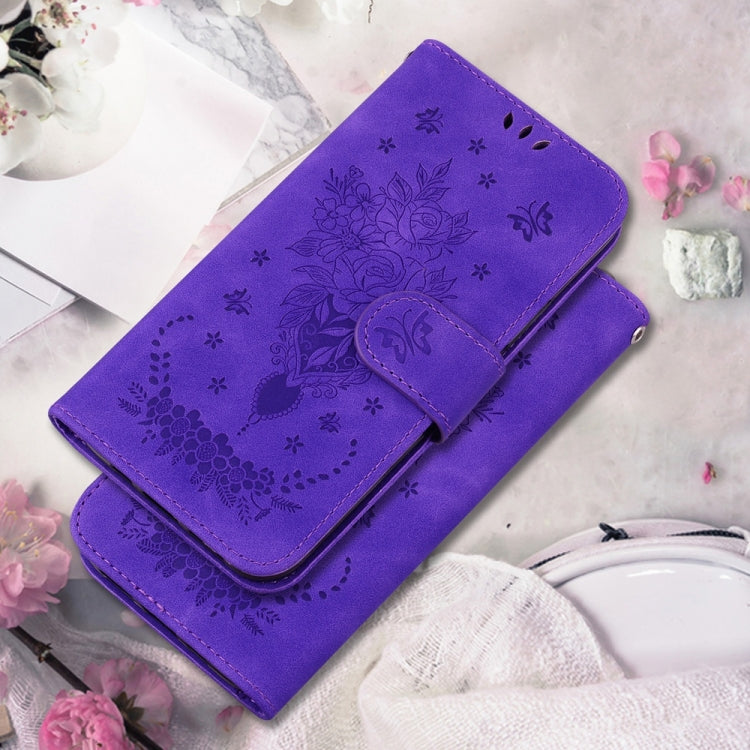 For Samsung Galaxy S25 Ultra 5G Butterfly Rose Embossed Leather Phone Case(Purple) - Galaxy S25 Ultra 5G Cases by PMC TechLife | Online Shopping South Africa | PMC TechLife | Buy Now Pay Later Mobicred