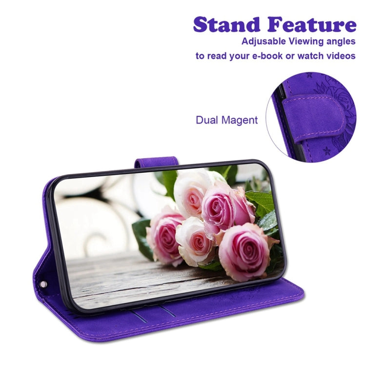 For Samsung Galaxy S25 Ultra 5G Butterfly Rose Embossed Leather Phone Case(Purple) - Galaxy S25 Ultra 5G Cases by PMC TechLife | Online Shopping South Africa | PMC TechLife | Buy Now Pay Later Mobicred