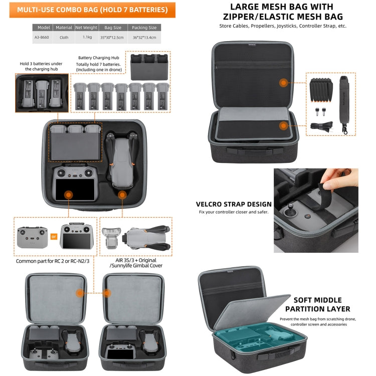 Sunnylife Carrying Case Bag, Model:B657 For DJI RC 2 / 1 Control Bag - free shipping - PMC TechLife - Order now!