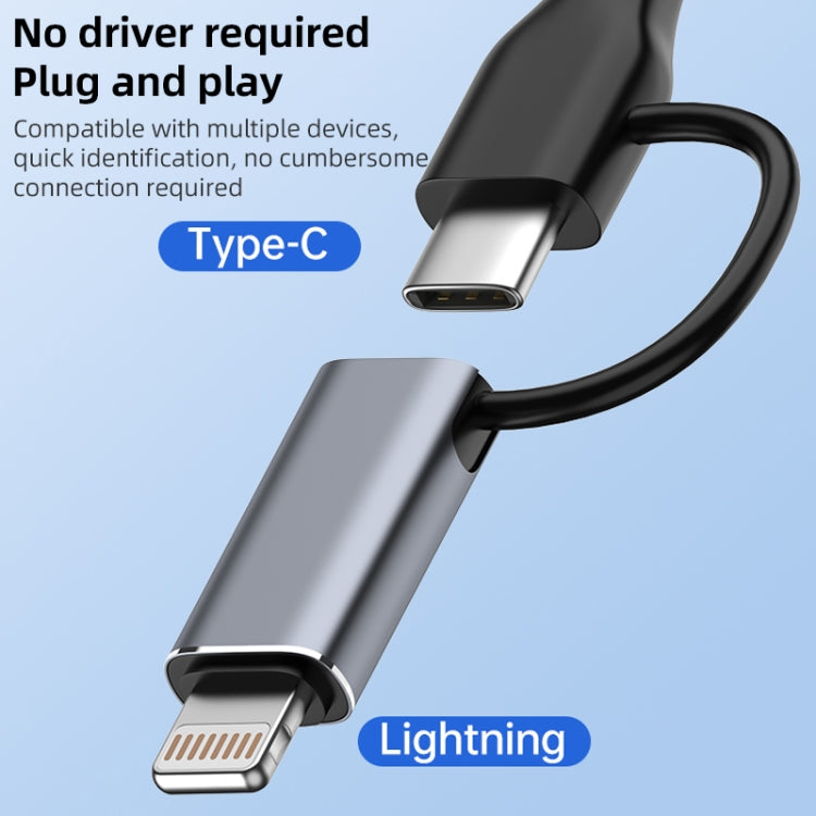 ADS-619 2 in 1 Type-C and 8 Pin to USB 3.0 OTG Adapter(Grey) - OTG Adapter by PMC Jewellery | Online Shopping South Africa | PMC Jewellery | Buy Now Pay Later Mobicred