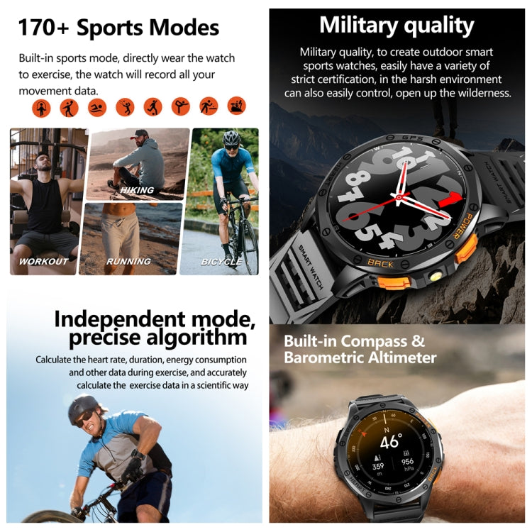 LEMFO K67 1.43 inch AMOLED Screen GPS Sports Smart Watch, Support Bluetooth Call / Health Monitoring(Black) - free shipping - PMC TechLife - Order now!