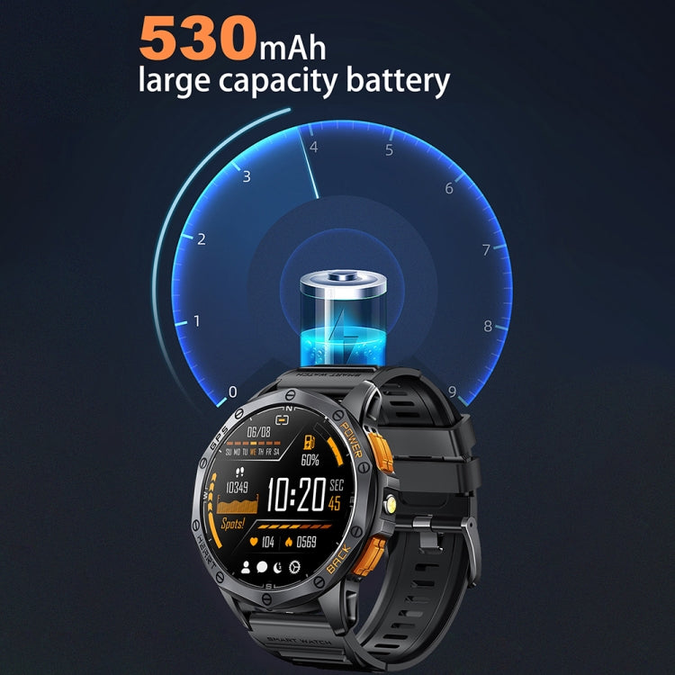 LEMFO K67 1.43 inch AMOLED Screen GPS Sports Smart Watch, Support Bluetooth Call / Health Monitoring(Silver Orange) - free shipping - PMC TechLife - Order now!