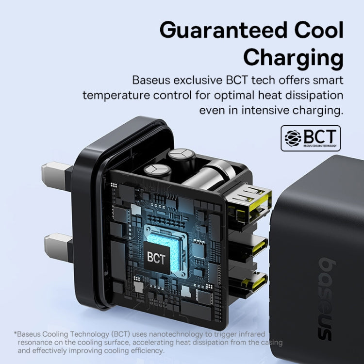 Baseus PD65W USB and 2 USB-C / Type-C Fast Charger With 1m Type-C Cable, Plug Type:UK Plug(Black) - free shipping - PMC TechLife - Order now!