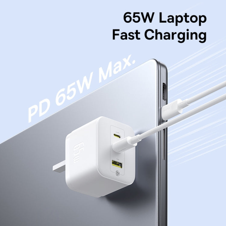 Baseus PD65W USB and 2 USB-C / Type-C Fast Charger With 1m Type-C Cable, Plug Type:UK Plug(White) - free shipping - PMC TechLife - Order now!