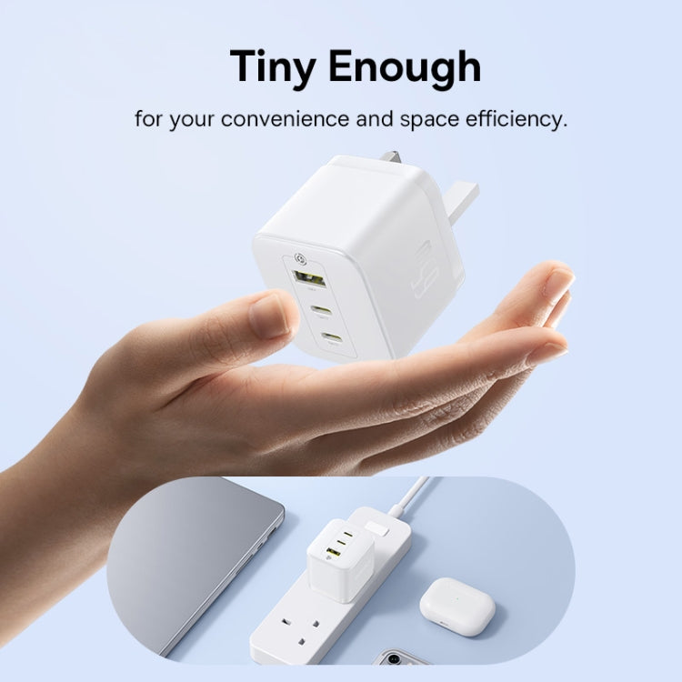 Baseus PD65W USB and 2 USB-C / Type-C Fast Charger With 1m Type-C Cable, Plug Type:UK Plug(White) - free shipping - PMC TechLife - Order now!