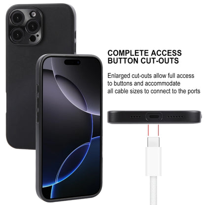 For iPhone 16 Pro GEBEI Plain Leather TPU Hybrid PU Phone Case(Black) - iPhone 16 Pro Cases by GEBEI | Online Shopping South Africa | PMC Jewellery | Buy Now Pay Later Mobicred