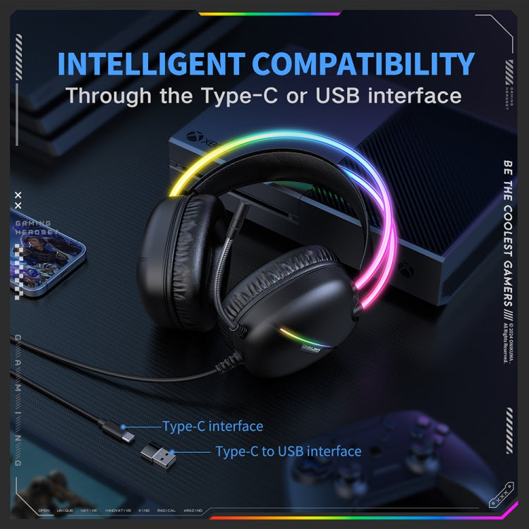 ONIKUMA X33 Head-mounted RGB Light E-Sports Gaming Headset, Cable Length: 2m(Black) - Multimedia Headset by ONIKUMA | Online Shopping South Africa | PMC TechLife | Buy Now Pay Later Mobicred