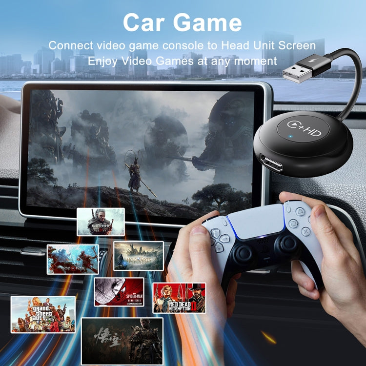 USB and HDMI Wired to Wireless CarPlay Auto Adapter, Specification:Round(Black) - free shipping - PMC Jewellery - Order now!