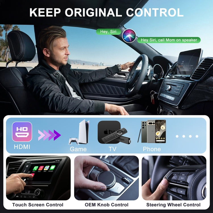 USB and HDMI Wired to Wireless CarPlay Auto Adapter, Specification:Round(Black) - free shipping - PMC Jewellery - Order now!