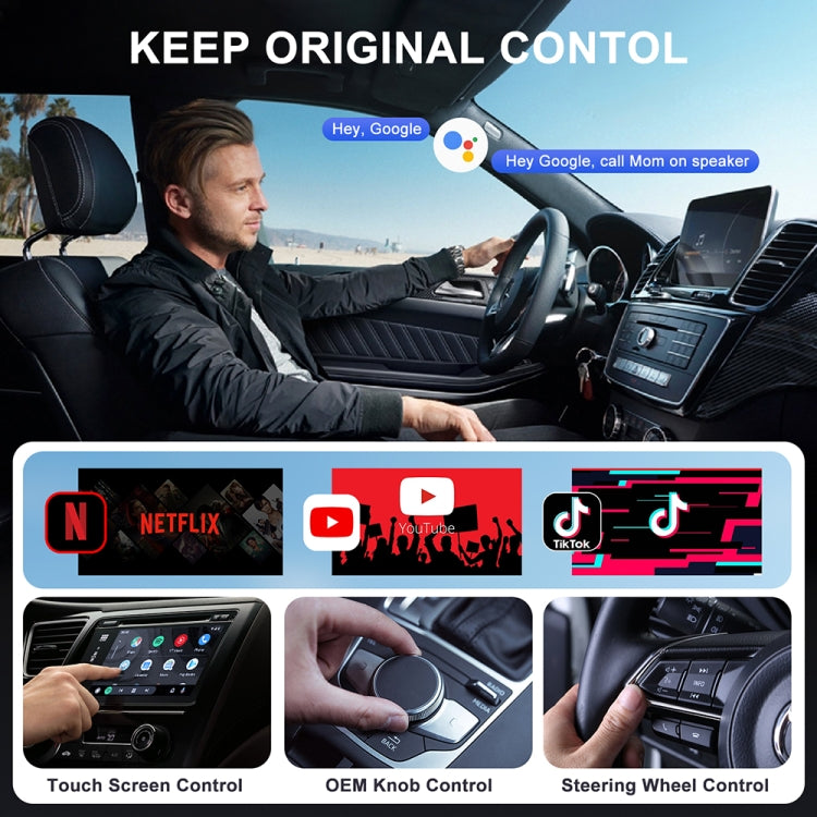 USB Interface Wired to Wireless CarPlay Auto Adapter for Android, Specification:Round(Carbon Fiber) - free shipping - PMC Jewellery - Order now!