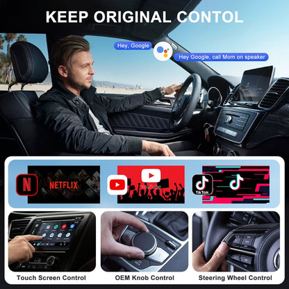 USB Interface Wired to Wireless CarPlay Auto Adapter for Android, Specification:Round(Carbon Fiber) - Bluetooth Adapters by PMC Jewellery | Online Shopping South Africa | PMC Jewellery | Buy Now Pay Later Mobicred