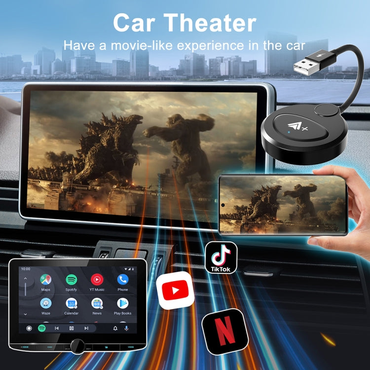 USB Interface Wired to Wireless CarPlay Auto Adapter for Android, Specification:Round(Carbon Fiber) - free shipping - PMC Jewellery - Order now!