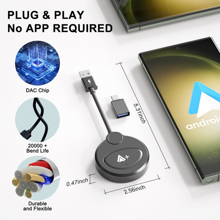 USB Interface Wired to Wireless CarPlay Auto Adapter for Android, Specification:Round(Silver) - Bluetooth Adapters by PMC Jewellery | Online Shopping South Africa | PMC Jewellery | Buy Now Pay Later Mobicred