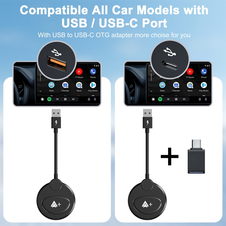 USB Interface Wired to Wireless CarPlay Auto Adapter for Android, Specification:Round(Carbon Fiber) - free shipping - PMC Jewellery - Order now!