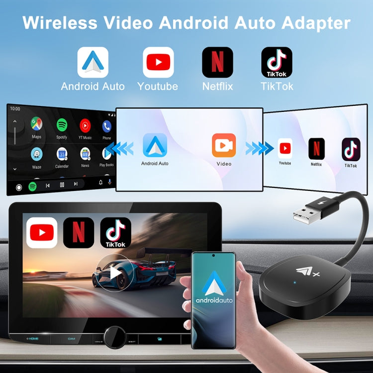 USB Interface Wired to Wireless CarPlay Auto Adapter for Android, Specification:Square(Carbon Fiber) - free shipping - PMC Jewellery - Order now!