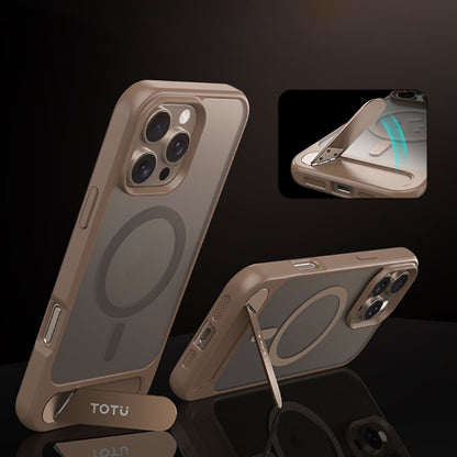 For iPhone 16 Pro Max TOTU PC-25 Skin Feel MagSafe Magnetic Stand Phone Case(Gold) - iPhone 16 Pro Max Cases by TOTUDESIGN | Online Shopping South Africa | PMC Jewellery | Buy Now Pay Later Mobicred