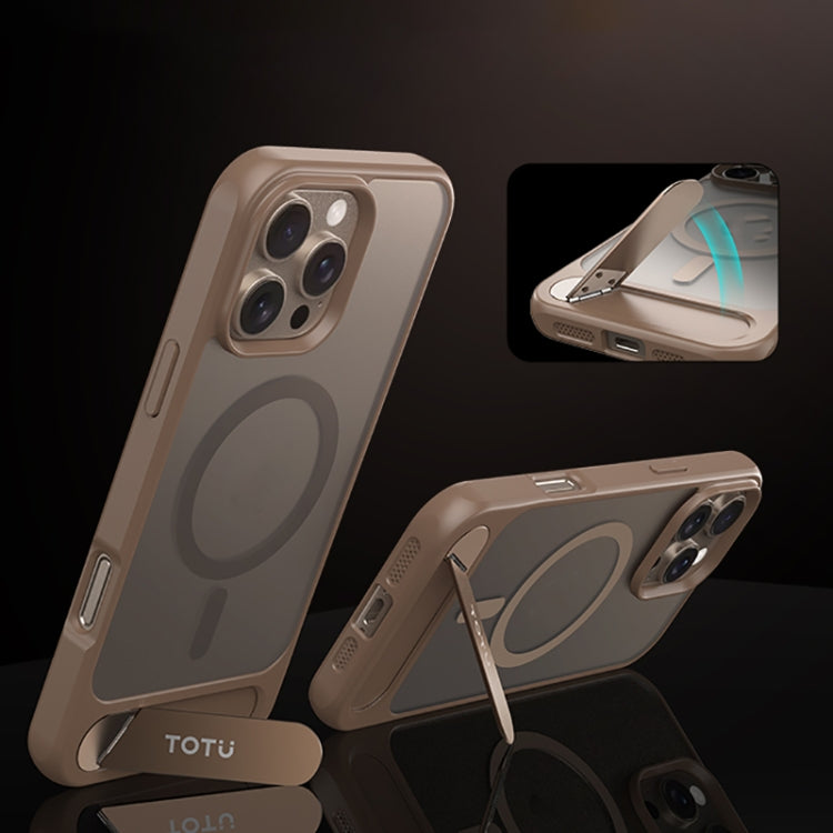 For iPhone 16 Pro TOTU PC-25 Skin Feel MagSafe Magnetic Stand Phone Case(Gold) - iPhone 16 Pro Cases by TOTUDESIGN | Online Shopping South Africa | PMC Jewellery | Buy Now Pay Later Mobicred