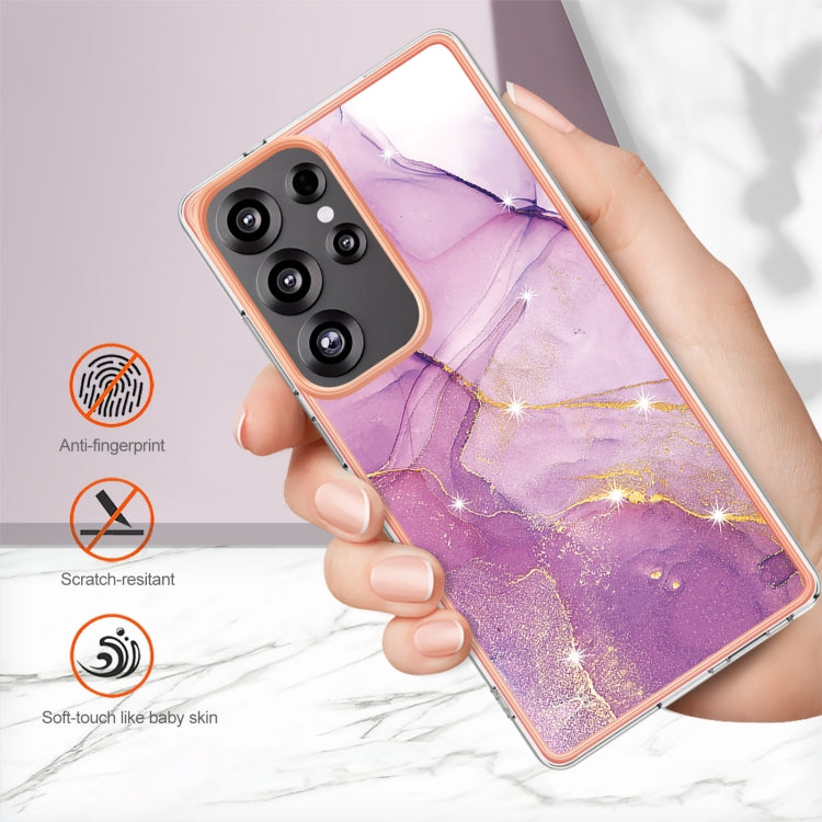 For Samsung Galaxy S25 Ultra 5G Electroplating Marble Pattern Dual-side IMD TPU Shockproof Phone Case(Purple 001) - Galaxy S25 Ultra 5G Cases by PMC Jewellery | Online Shopping South Africa | PMC Jewellery | Buy Now Pay Later Mobicred