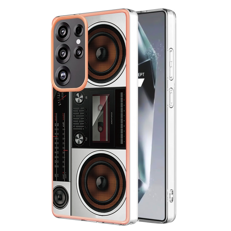 For Samsung Galaxy S25 Ultra 5G Electroplating Marble Dual-side IMD Phone Case(Retro Radio) - Galaxy S25 Ultra 5G Cases by PMC TechLife | Online Shopping South Africa | PMC TechLife | Buy Now Pay Later Mobicred