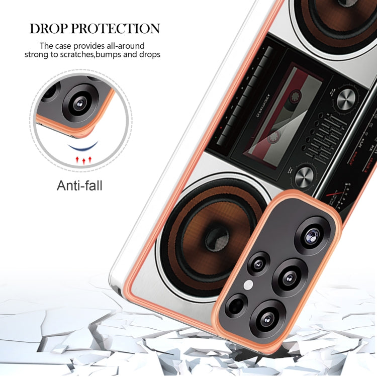 For Samsung Galaxy S25 Ultra 5G Electroplating Marble Dual-side IMD Phone Case(Retro Radio) - Galaxy S25 Ultra 5G Cases by PMC TechLife | Online Shopping South Africa | PMC TechLife | Buy Now Pay Later Mobicred