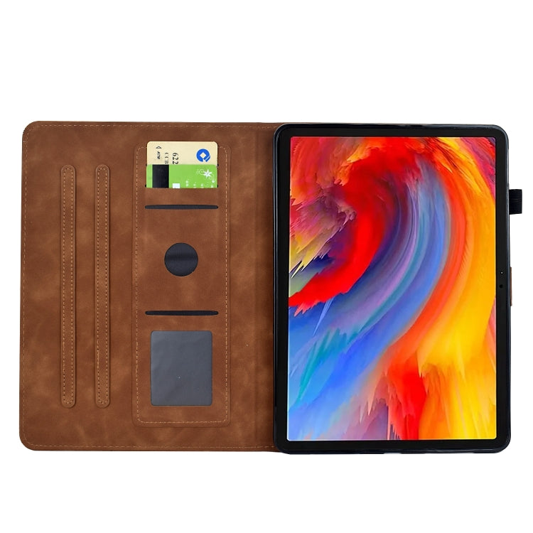 For Samsung Galaxy Tab S9 Flowers and Bird Embossed Smart Leather Tablet Case(Brown) - Galaxy Tab S9 Cases by PMC Jewellery | Online Shopping South Africa | PMC Jewellery | Buy Now Pay Later Mobicred