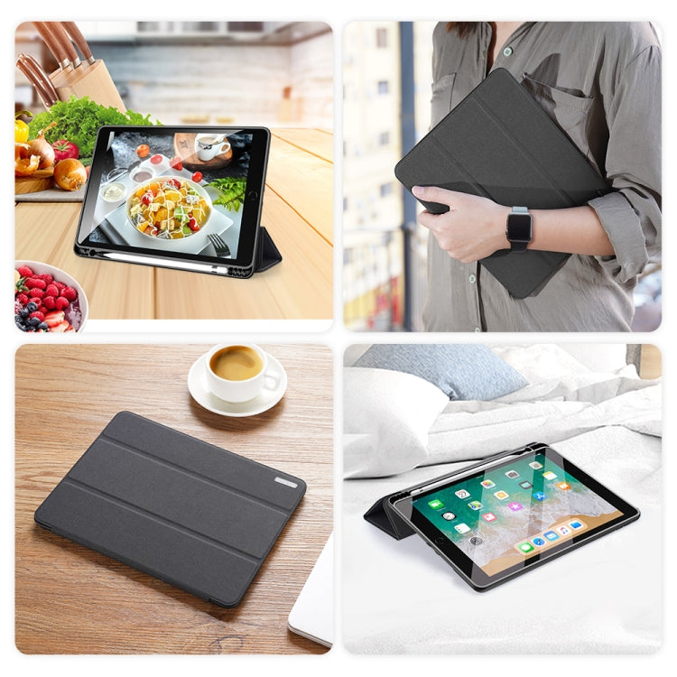 For iPad 9.7 inch(2017)/9.7 inch(2018)/iPad 6 DUX DUCIS Domo Series Horizontal Flip Magnetic PU Leather Case with Three-folding Holder & Pen Slot(Black) - iPad 9.7 (2018) & (2017) Cases by DUX DUCIS | Online Shopping South Africa | PMC Jewellery | Buy Now Pay Later Mobicred