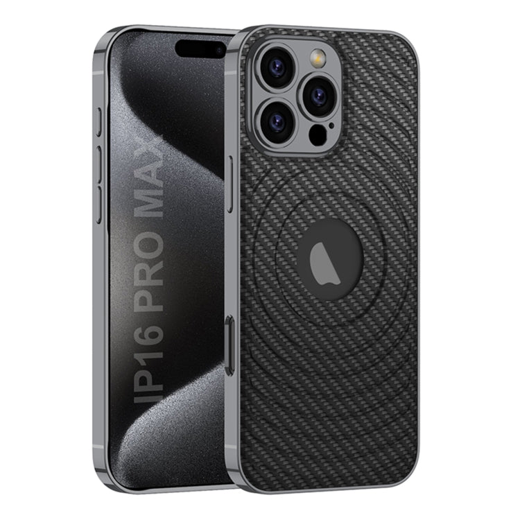 For iPhone 16 Pro GKK Plating Leather Wave MagSafe Phone Case(Carbon Fiber) - free shipping - PMC Jewellery - Order now!