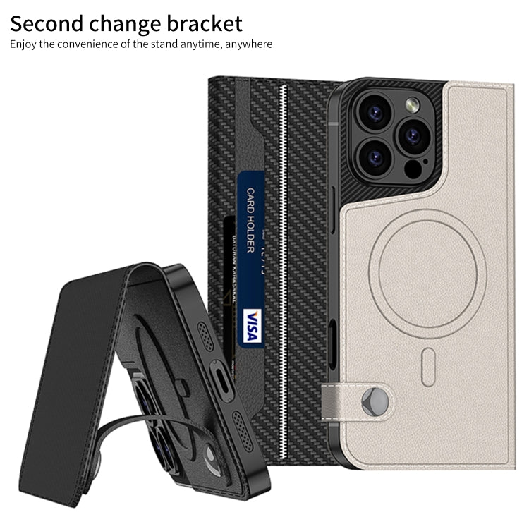 For iPhone 16 Pro Max GKK Detachable Flip Leather MagSafe Phone Case(Carbon Fiber) - iPhone 16 Pro Max Cases by GKK | Online Shopping South Africa | PMC Jewellery | Buy Now Pay Later Mobicred