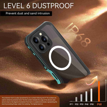 For iPhone 16 Pro RedPepper IP68 Waterproof Triple-proof MagSafe Phone Case(Black Blue) - iPhone 16 Pro Cases by RedPepper | Online Shopping South Africa | PMC Jewellery | Buy Now Pay Later Mobicred